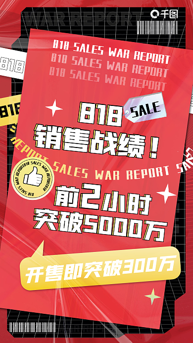 红黑色SALE818销售战绩战报喜报宣传海报