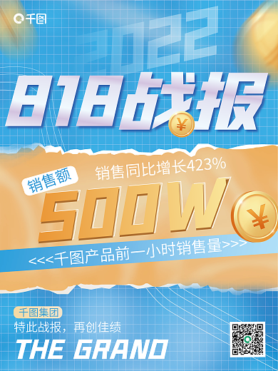 渐变818特此战报再创佳绩宣传海报
