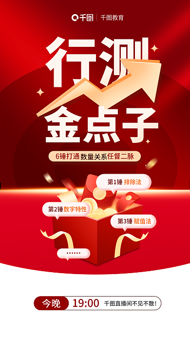 红色简约第1锤金点子行测备考宣传海报