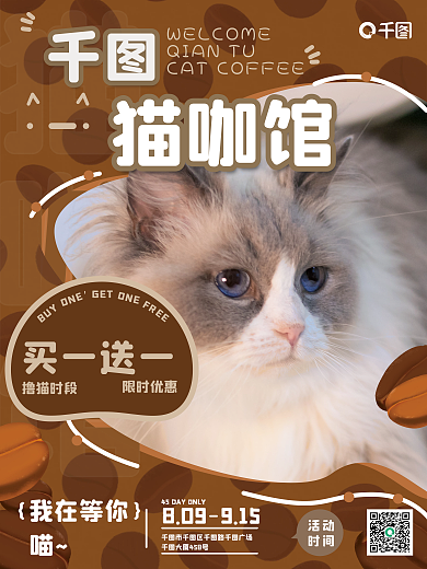 猫咖市区路广场猫咖馆活动宣传促销海报