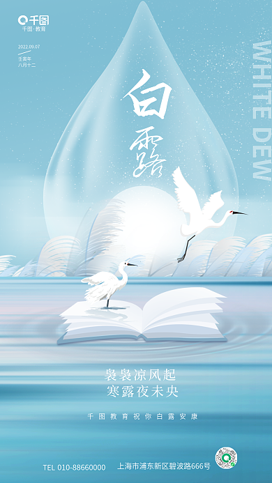 简约清新教育TEL节气教育培训机构借势海报