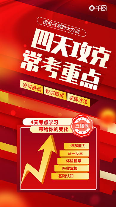商务大气四天攻克速解能力测备考直播课宣传海报