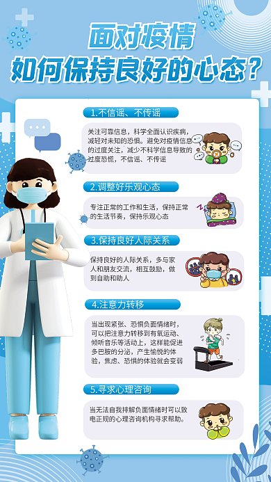 疫情期间面对疫情1不信谣海报