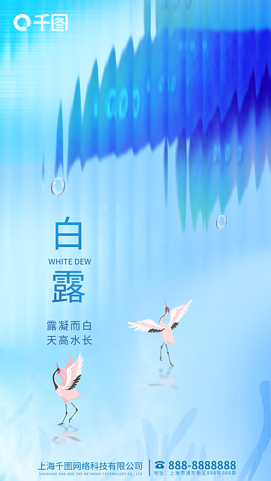 简约小清新露凝而白天高水长白露节气海报