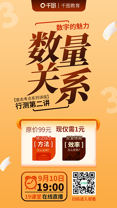 简约风数字的魅力行测第二讲考行测数量关系海报