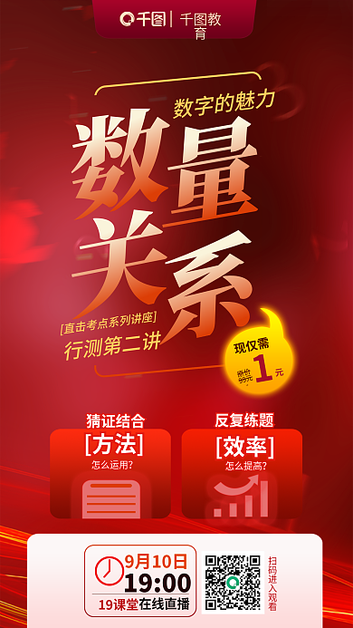 红色公务员数字的魅力行测第二讲考行测数字数量关系海报