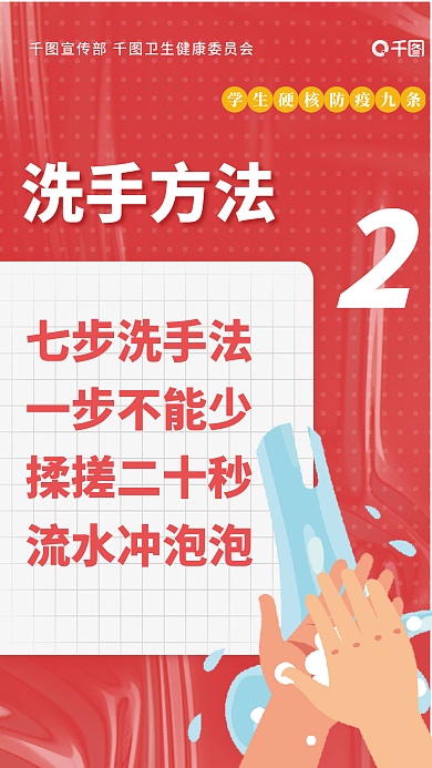 学生硬核七步洗手法一步不能少宣传海报