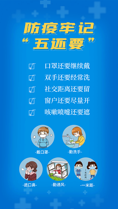 简约疫情防疫牢记五还要牢记五还要安全公益海报