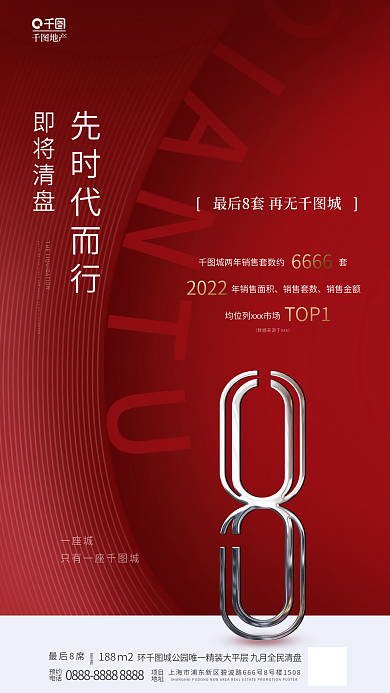 简约高端地产先时代而行数字房地产清盘海报