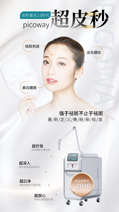 超皮祛除色斑淡化细纹介绍小清新全屏海报