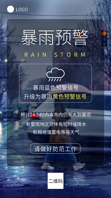 天气预报实景图LOGO二维码海报