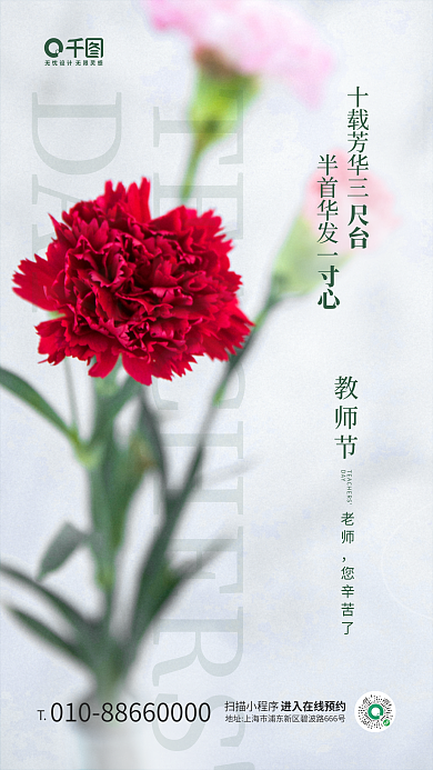 教师节康乃馨DAY手机海报