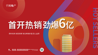 简约创意首开热销地产劲销热销主画面宣传展板