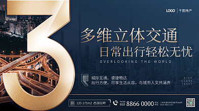 简约立体字Highclass洋房地产围挡宣传展板