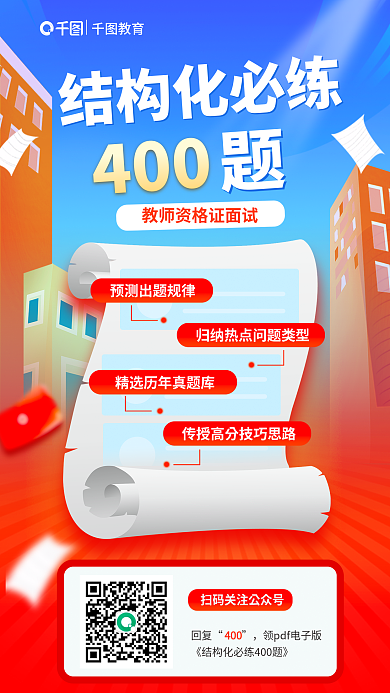 简约教师教育回复结构化必练400题海报