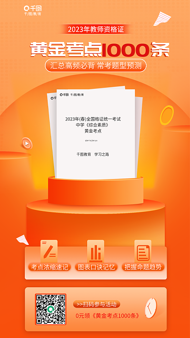 简约风黄金考点教育黄金考点1000条海报