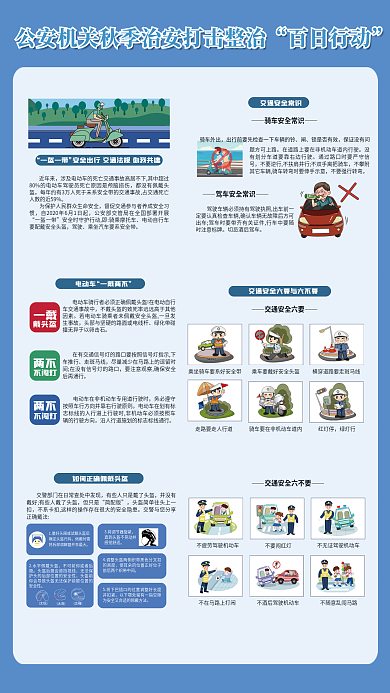 秋季公安一戴一盔一带出行骑电车戴头盔海报