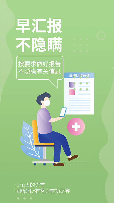 简约疫情早汇报不隐瞒提醒安全系列医疗海报