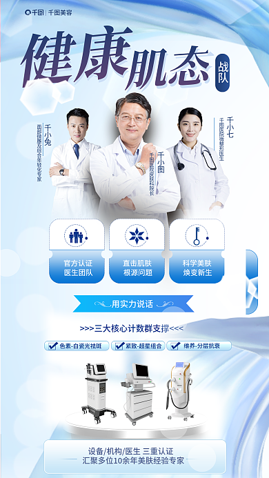 医美美容专家医生医护助阵宣传健康知识海报