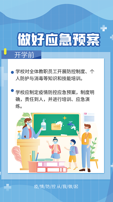 简约风开学前制度明学校如何防疫系列海报