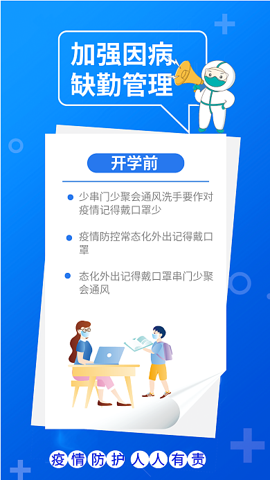 小清新简约加强因病缺勤管理防疫系列宣传海报