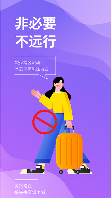 医疗健康非必要不远行提醒安全系列海报
