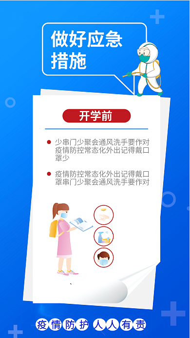 小清新简约开学前做好应急防疫系列宣传海报