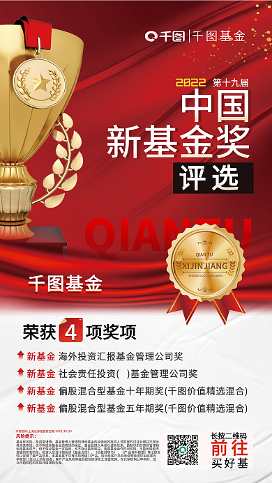 大气简约基金2022基金公司获奖展示宣传海报