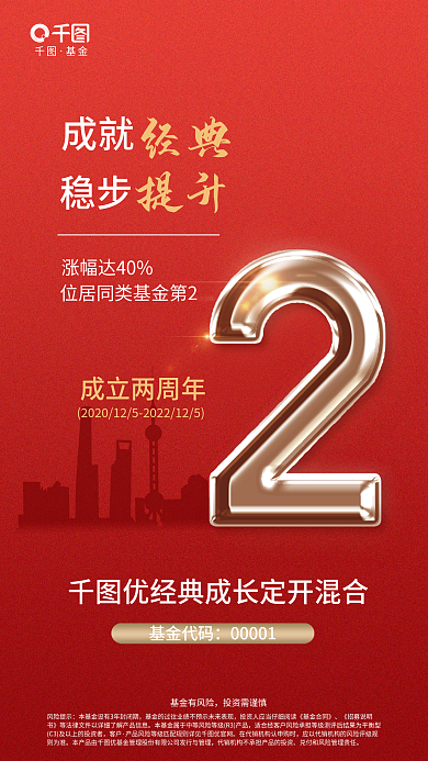 基金公司成立周年庆新基金发售宣传海报
