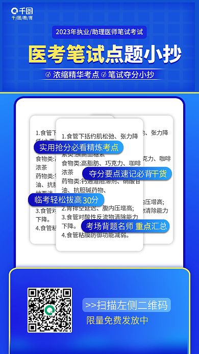 简约风张力降巧克力医师医考笔试点题小抄海报