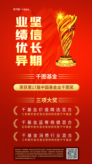 商务风基金三项大奖荣获多项奖项展示海报