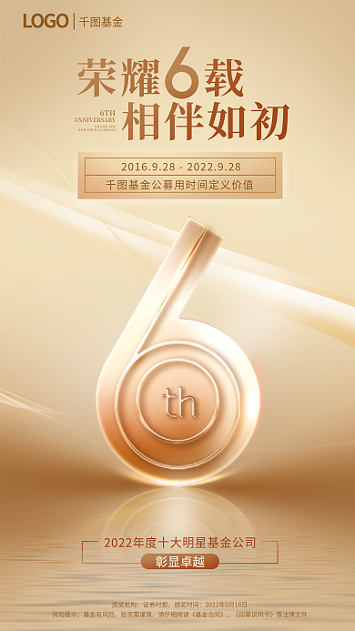 金融基金公司成立周年庆获奖数字元素海报