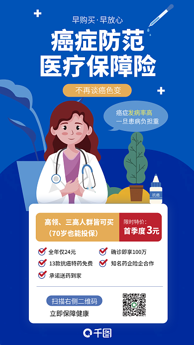 医疗癌症限时特价首季度元理财金融健康保险海报