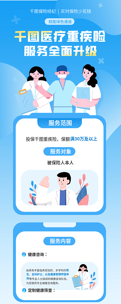 保险医疗服务范围投保重疾险险服务内容活动促销宣传海报