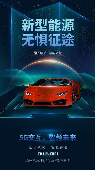 未来科技5G交互智领未来电汽车宣传海报