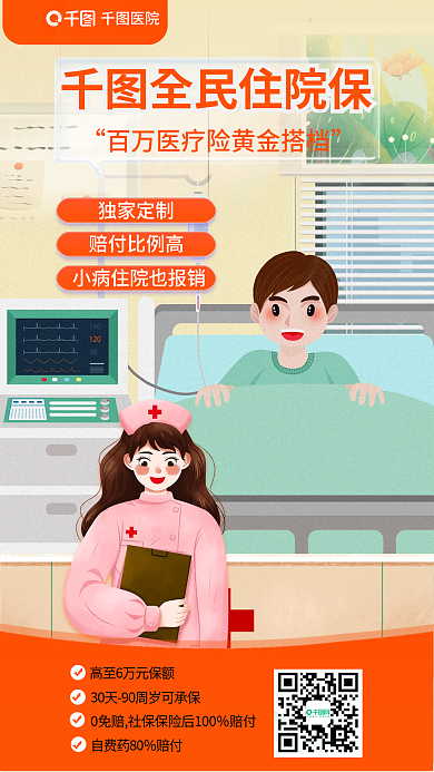 住院保医院全民住院保宣传海报