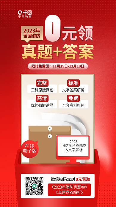 简约消防2023文字解析教育培训促销海报