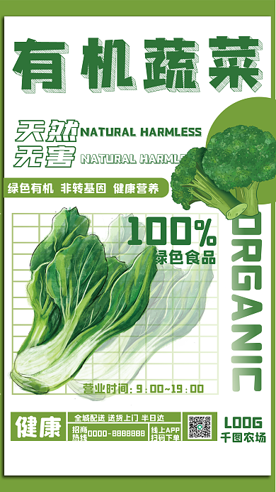 有机蔬菜绿色食品100平面海报