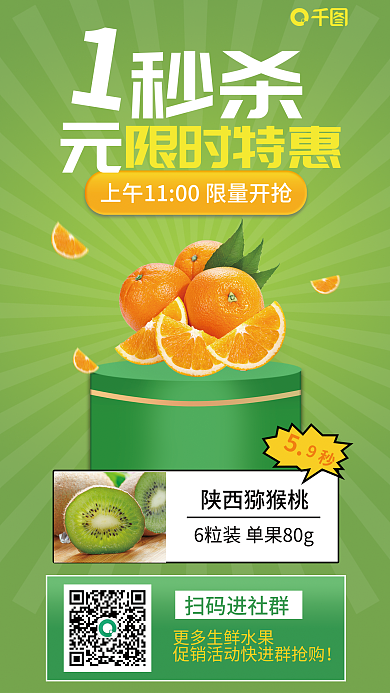超市1元限时特惠陕西猕猴桃活动
