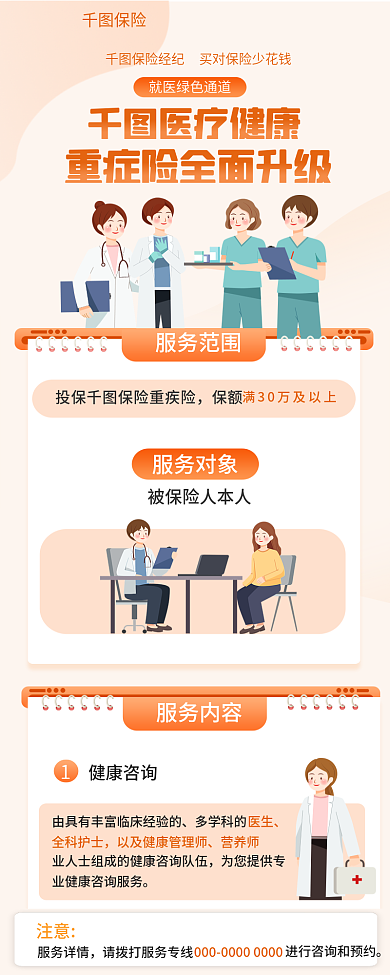 医疗重医疗健康保险服务内容信息长图