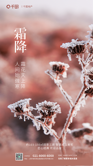 中国传统二十四官网咨询热线霜降寒露简约海报