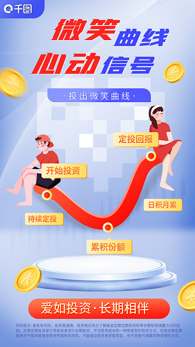 金融定微笑心动微笑曲线基金营销海报