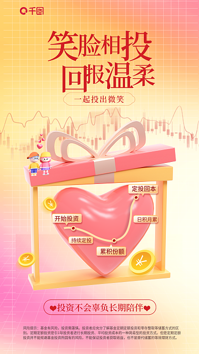 金融基金开始投资持续定投股市投资微笑曲线营销海报