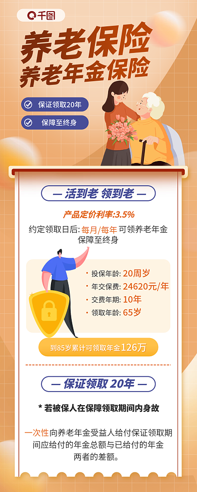 养老年金保障至终身126万信息长图