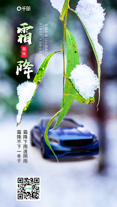 摄影图元素霜降借势海报