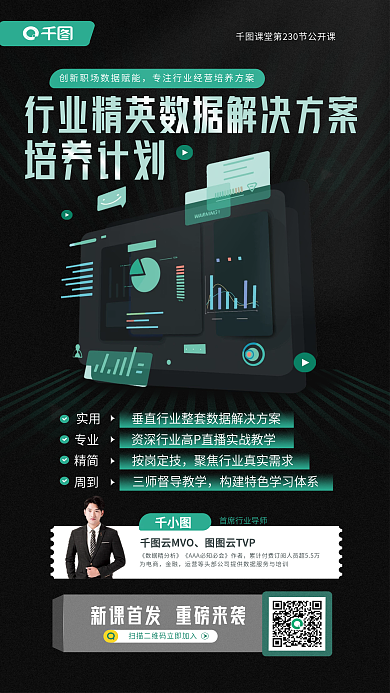 行业精英云MVO为电商课程教育宣传海报