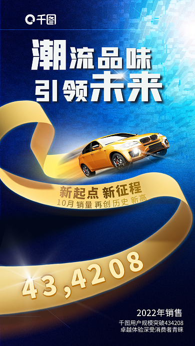 汽车品牌销量宣传海报潮流时尚车行车业购车