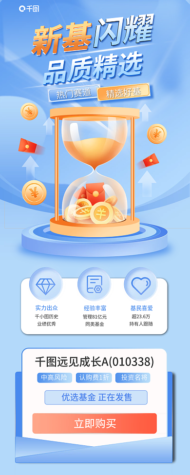 明星操盘立即购买实力出众新基金发售宣传信息长图