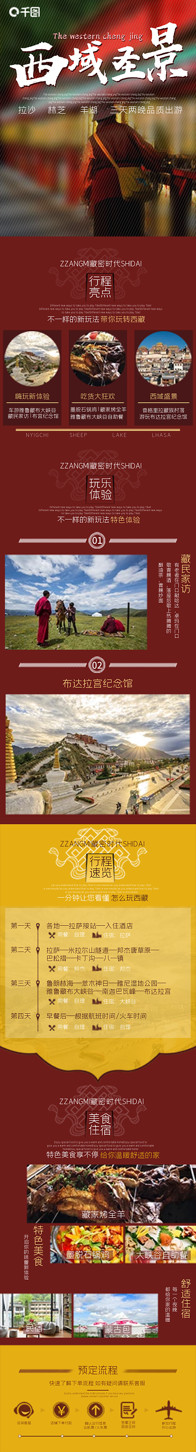 西藏雪山行程亮点促销海报