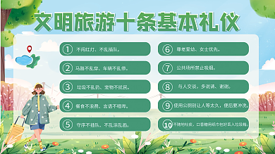 简约小清新守序不插队不乱涂乱画基本礼仪礼貌宣传展板